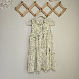 Storia Floral Tiered Mini Sleeveless Dress In Yellow Womens Small EUC